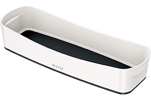 ‎LEITZ Leitz MyBox Aufbewahrungsschale, Längliche Form, perlweiß /schwarz, Wasserabweisend, WOW, 52581095, Klein
