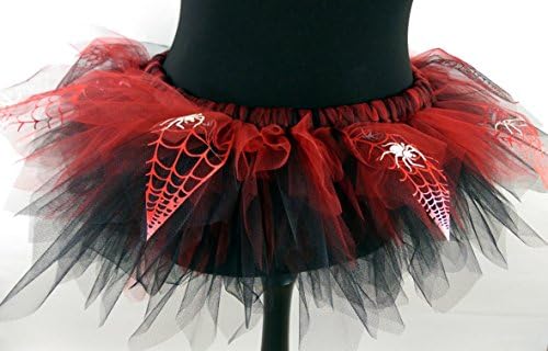 Red &amp; Black Spider Web with Glow in the Dark Spiders Tutu - Available in Teenage, Adult + Plus Sizes