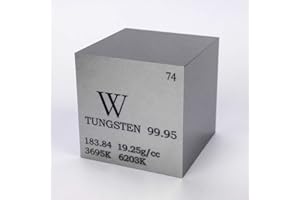 CHINAIUM Würfel aus 99,95% Wolfram, 2,5 cm 25,4 mm, Metallwürfel, 315 g, Gravur mit Informationen aus dem Periodensystem der Elemente (englischsprachig)