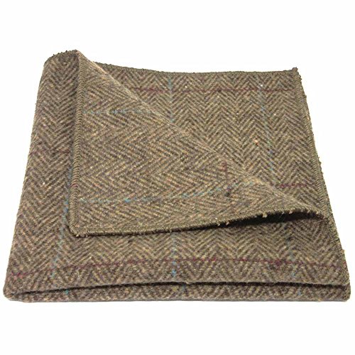 Preisvergleich Produktbild Luxuriöses Braunes Tweed-Einstecktuch mit Fischgrätenmuster