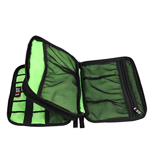 BUBM Universale Reisetasche Organiser Praktische Handtasche mit Doppelschicht für Elektronisches Zubehör/Ladegrät (Mittel, Schwarz) - 5