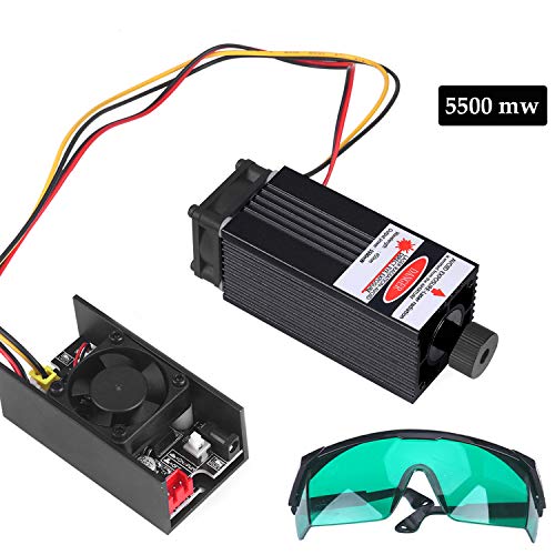 Mcwdoit 5.5W 450nm TTL PWM Control Black Module, Cabeza De Antorcha Ajustable Focal De 12V Con Gafas De Máquina Dde Grabado DIY, Necesidad De Ajustar El Tamaño Mínimo