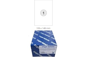 ZEGA-LABELS 500 Etiketten 105 x 148 mm selbstklebend einzeln = DIN A6 Bögen (1x1 Etikett DIN A6) - 500 Blatt BigPack - Universell für Laser/Inkjet/Kopierer einsetzbar - Adressetiketten 148 x 105 mm einzeln