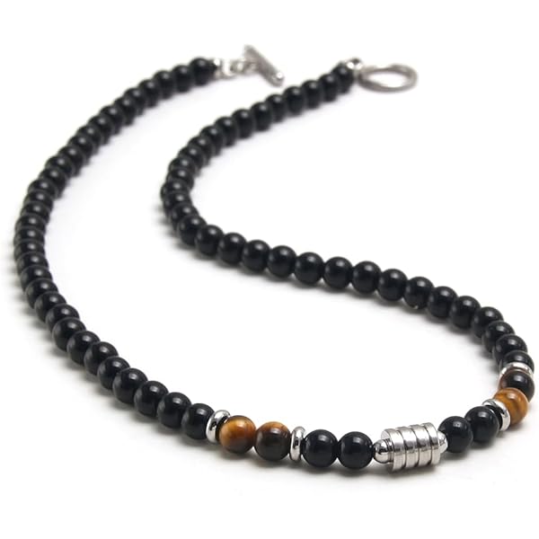 Set Collar Y Pulsera De Ojo De Tigre Natural Para Hombre - Cuentas Con Mezcla De Colores