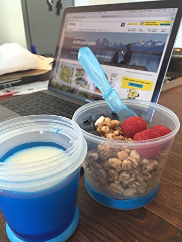 Müsli To Go Becher mit Milch-Kühlfach & Löffel, Müslibecher, Joghurtbehälter, Thermobecher, Müslidose – Lila - 5
