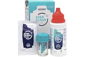 GENÉRICO Avizor EVER Clean PLUS - Kit para viajes - Líquido para Limpieza y Desinfección de Lentes de Contacto - Eliminación Profunda de Depósitos de Lípidos - Ideal para Viajes - 60ml + 8 Tabletas