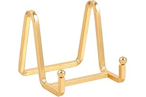 DIDUDIDU Chevalet Support Presentoir Porte Assiette - 3 Pouces Metal Support Assiette Decorative - Support Cadre Photo de Table - Présentoir de Fer pour Plaque | Livre Cuisine | Carte Postale | Art - Or