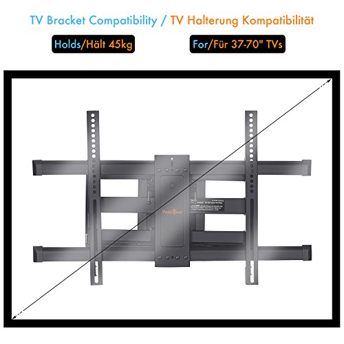 Perlegear TV Wandhalterung für 37-70 Zoll TVs – TV Halterung mit bis zu 45kg Gewicht – Beugt Nacken/Augen-Überanstrengung vor – inklusive 10 Fuß HDMI Kabel und Beton-Dübel - 5