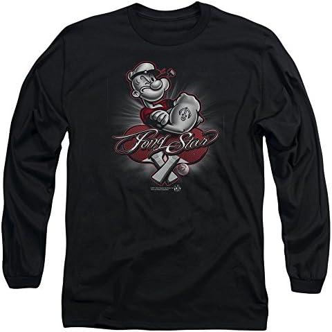 Popeye Pong Star Mens Long Sleeve Shirt (Black, X-Large)