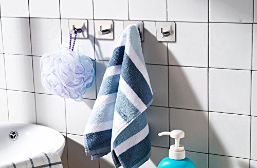 Handtuchhaken Selbstklebend Wandhaken Küche Badezimmer Klebehaken Edelstahl Handtuchhalter Wasserdicht Nein Bohren 4 Stück - 6