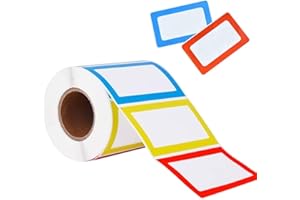 MFLABEL Pegatinas de nombre Etiquetas, etiquetas de nombre Etiquetas autoadhesivas de colores adecuadas para la cocina, la ropa de los niños, la escuela y la oficina, 89 x 57 mm(1 rollo/200 pegatinas)