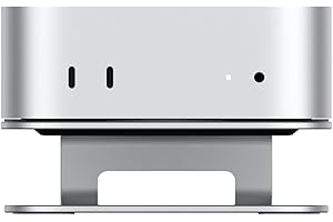 Qwiizlab Supporto in alluminio per Mac Mini M4/M4 Pro 2024, comodo accesso alla parte inferiore, antigraffio, antiscivolo, evita il surriscaldamento, design durevole e robusto (argento)
