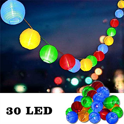 Preisvergleich Produktbild Uping® Led Lichterkette 30er Batterienbetriebene Lampions Laterne für Party, Garten, Weihnachten, Halloween, Hochzeit, Beleuchtung Deko usw. 5,8M (mehrfarbig)