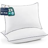 UNIKOME Down Pillow 50x70cm Set of 2, Luxurious Goose Feather Pillow, 100% Organic Cotton Cover Hotel Collection Bed Pillow,