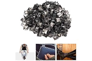 HEEPDD 200 Stücke Platz Nieten, 9mm Platz Spike Studs DIY Leathercraft Spike Nieten Tasche Leder Kleidung Tasche Dekorative Schuhe Niet(Matt-schwarz)