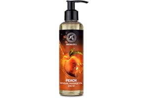 AROMATIKA TRUST THE POWER OF NATURE Huile de Massage Sensuel Pêche pour Couple 200ml - Huile de Massage Sensuel Comestible - Mélange Naturel de Pépins de Raisin et Amande - Naturelle - Tous Types de Peau pour Hommes et Femmes