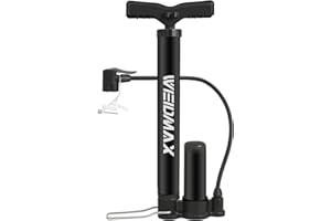 WEIDMAX Mini Bike Pump, Portable Bicycle Pump with High Pressure Buffer, Manual Bike Tyre Pump Ball Pump with Both Presta & Schrader Valves, Bike Track Pump Cycle Pump with Needles,120PSI