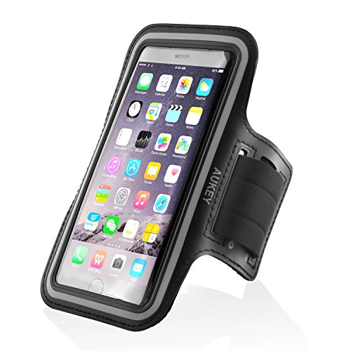 AUKEY Sportarmband Hülle für iPhone 6 Plus oder bis zu 5.5 Zoll Smartphone Fitness Armband Schweißbeständig  Anti-Rutsch geeignet für Laufen , Wandern , Rad Fahren , Reiten Schwarz - 2