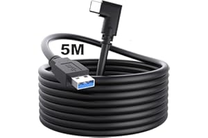 Txtcu Link Cable 5M,USB3.0 A to Type C Cable 90 Degree Right Angle USB C Charging Cable 5Gbps High Speed Data Transfer Compatible for Quest 1/2,Virtual Reality Headset,Gaming PC