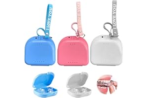 XUZOPIM 3 Pezzi Denture Holder Porta Apparecchio Denti With Vent Holes For Dentures Dental Bite Case Dental Appliance Orthodontics Mouth Guard Con Cordino Per Il Trasporto