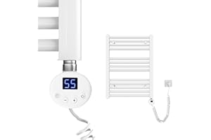 Meykoers Badheizkörper Elektrisch 700 x 500mm Handtuchheizkörper Elektrisch mit Thermostat Bad Heizkörper Handtuchhalter Badezimmer Handtuchwärmer Weiß 284 Watt