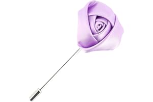Cravate Avenue Signature. Boutonnière. rose satin, Acier rhodié. Violet Parme. Uni.