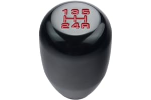 DEWHEL 5 Speed Manual Shift Knob M10x1.25 Screw On Aluminum for Nissan Mazda Mitsubishi (Black)