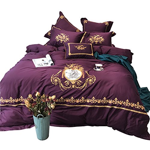 Four-piece set satin 60 staple cotton embroidery bedding full quilt set embroidery simplicity-B 220x240cm(87x94inch)