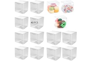 YOUNTHYE 40 sztuk przezroczystych pudełek prezentowych, 10 x 10 x 10 cm, przezroczyste pudełko na prezent, małe kwadratowe pudełko na prezent, pudełko na prezenty ślubne na imprezy, urodziny, słodycze