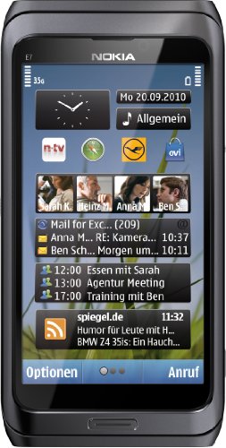 Nokia E7-00 Smartphone (10.2cm (4 Zoll) Clear-Black AMOLED Touchscreen, QWERTZ-Tastatur, 8 MP Kamera, GPS, WiFi, Ovi Karten, HDMI, 3.5mm Buchse) dark grey