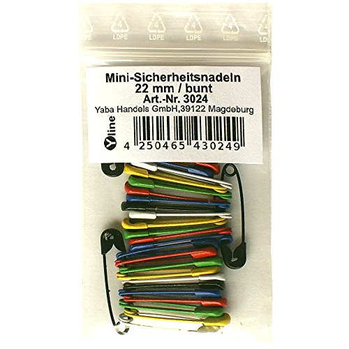 36 Stück farbige Sicherheitsnadeln 22 mm / 6 verschiedene Farben, Sicherheits- Nadel Nadeln, 3024