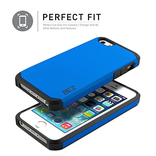 iPhone SE Case, iPhone 5 5S Case, BEZÂ® Shockproof Case Cover, Shock Absorbing Case Best Heavy Duty Dual Layer Tough Cover for iPhone SE and iPhone 5 5S - Blue Navy