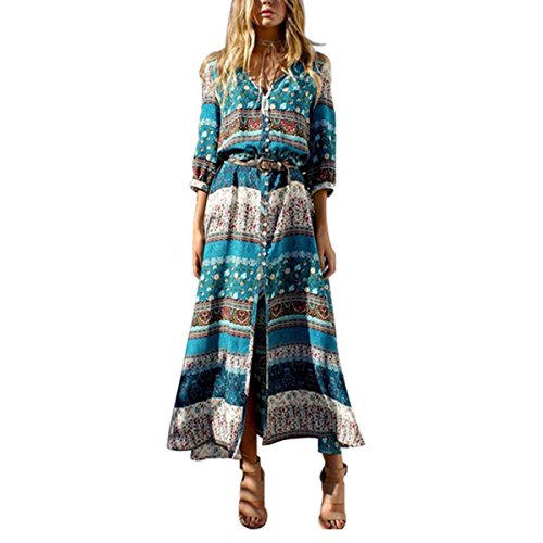 Zumuiibutterme Womens Bohemian Floral Print Split Maxi Dresses Long Sleeve  | Desertcart Gambia