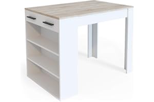 Stolik Barowy z Półkami, Sonoma/Biały, Vicco