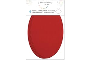 HABERDASHERY ONLINE 6 rodilleras color Rojo termoadhesivas de plancha. Coderas para proteger tu ropa y reparación de pantalones, chaquetas, jerseys, camisas. 16 x 10 cm. RP5