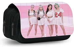 IOSCDH Black-pink Estuche Con Cremallera Niños Lápices Cartucheras, Estuche Lápices Diseño, Gran Capacidad Doble Cremallera Pouch Lápices con Compartimentos Artículos Escolares y De Oficina