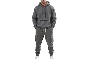MEDUOLA Chándal Hombre Chaqueta con Cremallera y Capucha Pantalones de Chándal con Bolsillo Conjunto de 2 Piezas Abrigo Cálido Ideal para Otoño e Invierno Casual Deporte