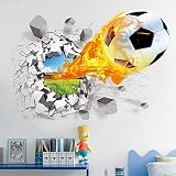 BestOfferBuy 3D Realistisch Fußball Geknackte Wand Effekt DIY PVC Wandbild Sticker Aufkleber