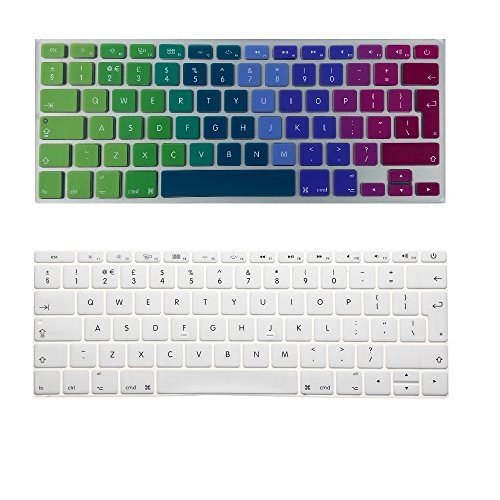 i-Buy 2PCS Silicone Keyboard Cover Film for Apple Macbook 12" and Pro 13" without TouchBar(model A1708,2016.10 Release)[EU Layout]- Rainbow & White