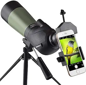 Gosky 20-60x60 HD Spotting Scope with Tripod, Carrying Bag and Scope Phone Adapter - BAK4 45 Degree Angled Eyepiece Telescope for Target Shooting Hunting Bird Watching Wildlife Scenery