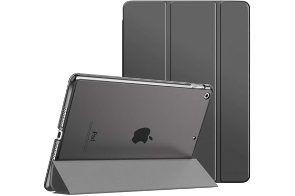 Moko Étui de Protection Compatible avec iPad 9e/8e/7e génération (2021/2020/2019), avec Support arrière Mat Fonction Veille/réveil Automatique pour iPad 10,2", Gris sidéral