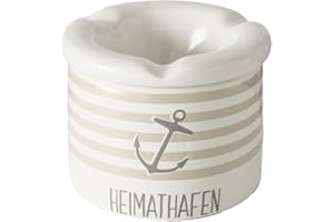 REWU Aschenbecher Sturmaschenbecher Keramik für draussen mit Deckel Maritimes Design 7 x 10 cm Heimathafen