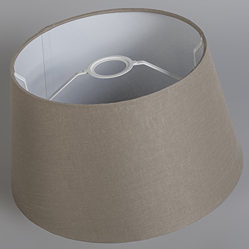 QAZQA Leinen Lampenschirm 35cm rund DS E27 leinen taupe , Rund konisch Schirm Pendelleuchte, Schirm Stehleuchte, - 4