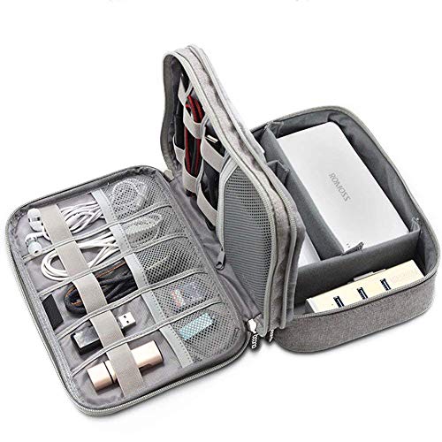 Preisvergleich Produktbild Albert Reisen Gadget Tragetasche, Stilvolle Doppelschicht Universal USB Kabel Organizer Tasche Elektronik Zubehör Case Für Verschiedene USB, Telefon, Ladegerät, Kabel, Festplatte, Power Bank