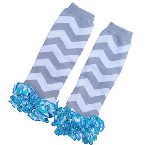Pinkyee Girl'S Chevron Leg Warmers Blue Ruffle