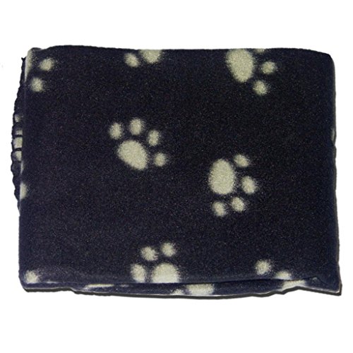 BLACK-SOFT-COSY-WARM-FLEECE-PAW-PRINT-PET-BLANKET-DOG-PUPPY-ANIMAL-CAT-BED