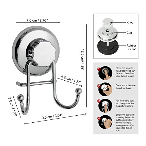 Dusch Abzieher, TAPCET Edelstahl Duschabzieher Scheibenwischer Glasfenster Shower Squeegee mit Saugnapf Hakenhalter für Auto Fliesen Spiegel Duschtüren und Fenster - 7