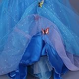 JerrisApparel Aschenputtel Kleid Prinzessin Kostüm Schmetterling Mädchen (150, Blau) -