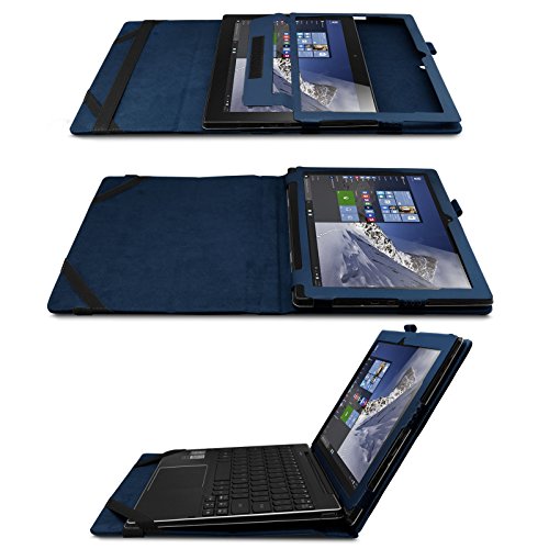 Lenovo Miix 310 Hülle Case, Infiland Slim Fit Folio PU-lederne dünne Kunstleder Schutzhülle Cover Tasche für Lenovo Miix 310 25,65 cm (10,1 Zoll HD) x5-Z8350 Tablet PC(mit Auto Schlaf / Wach Funktion, Tablet und Tastatur sind nicht entgehaltet)(Dunkleblau) - 2