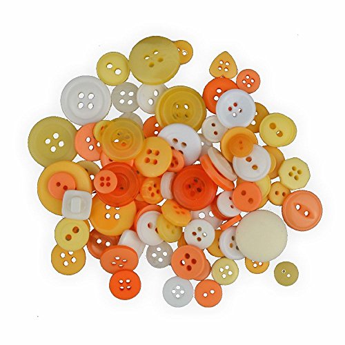Creleo 790220 Knöpfe Mix zum Basteln, Vernähen und Verzieren, 30 g, gelb